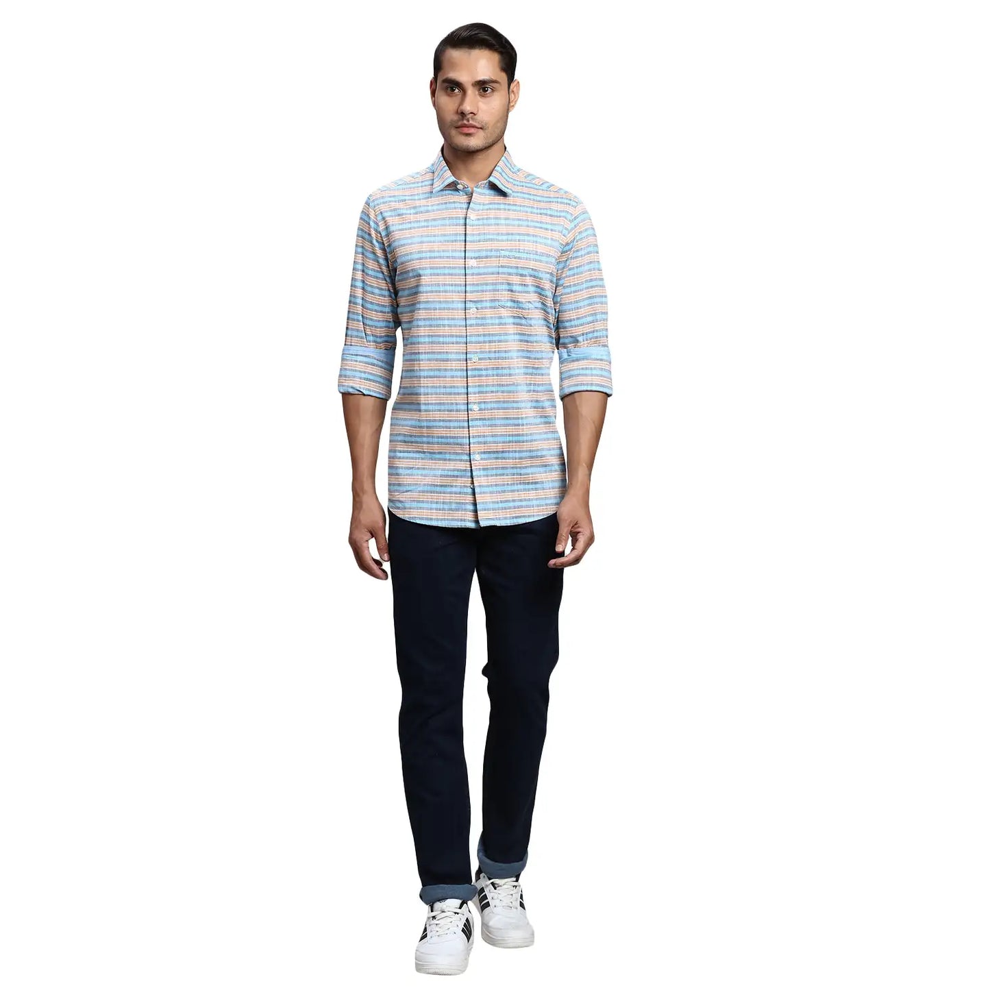 Men Slim Fit Blue Shirt