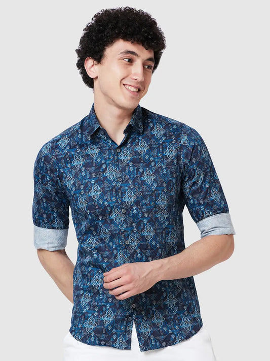 Men Contemporary Fit Yellow Shirt