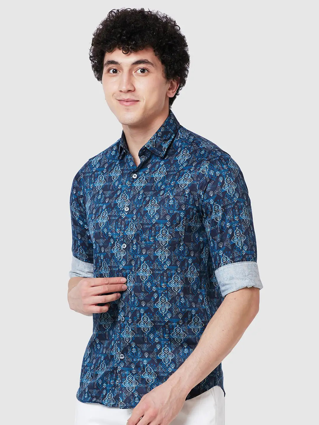 Men Contemporary Fit Yellow Shirt