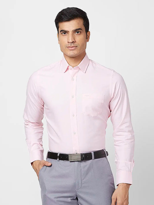 ColorPlus Men Red Barre Tailored Fit Cotton Full Sleeve Shirt