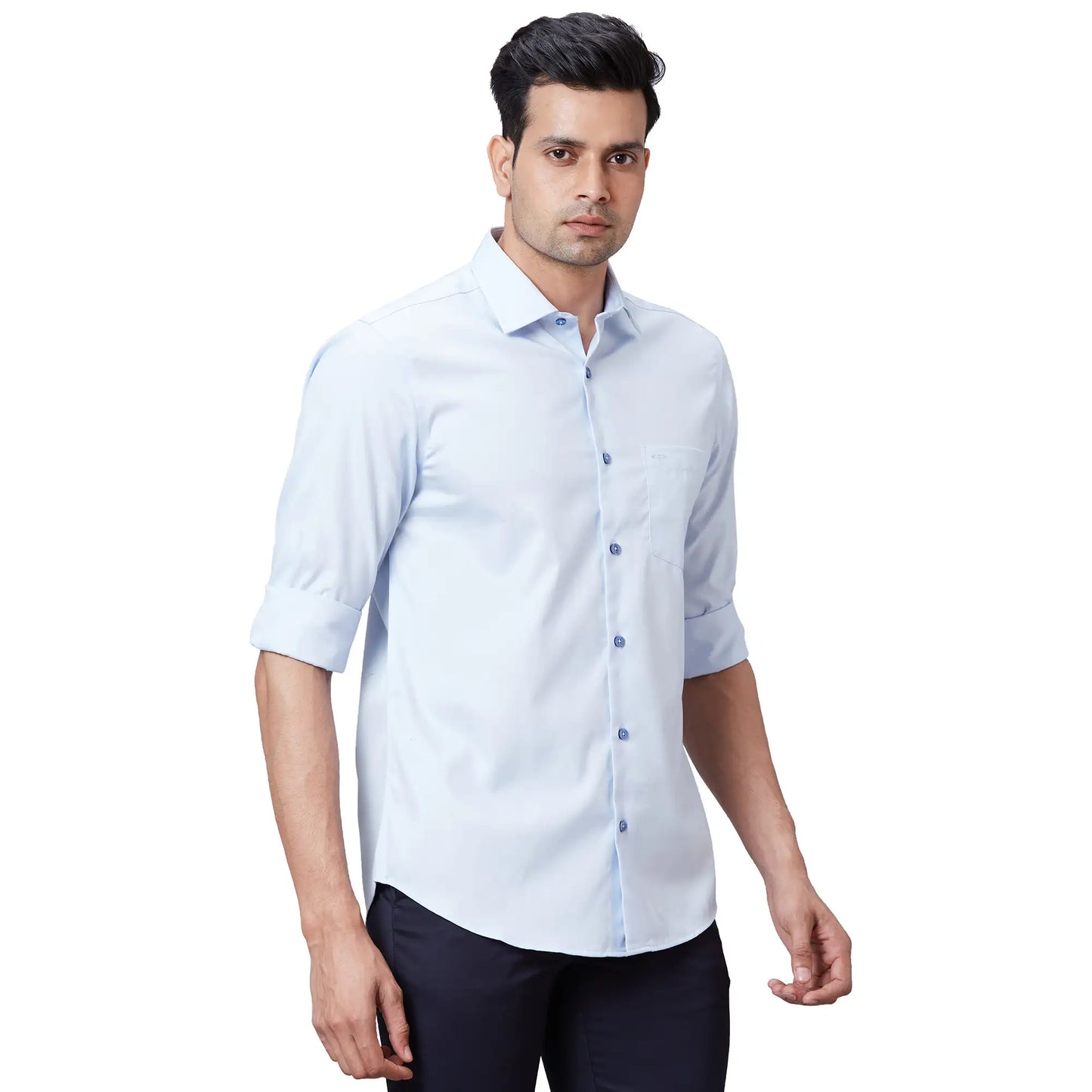 Men Black Tailored Fit Solid Cotton Full Sleeves Shirts