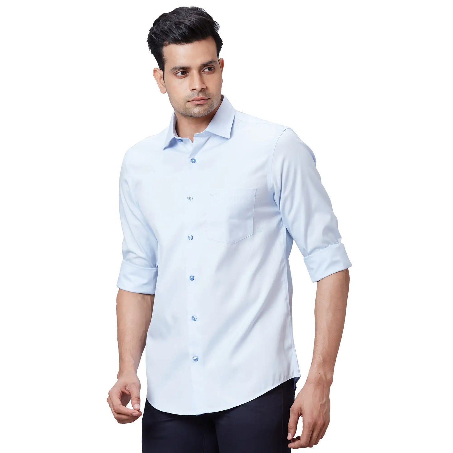 Men Black Tailored Fit Solid Cotton Full Sleeves Shirts