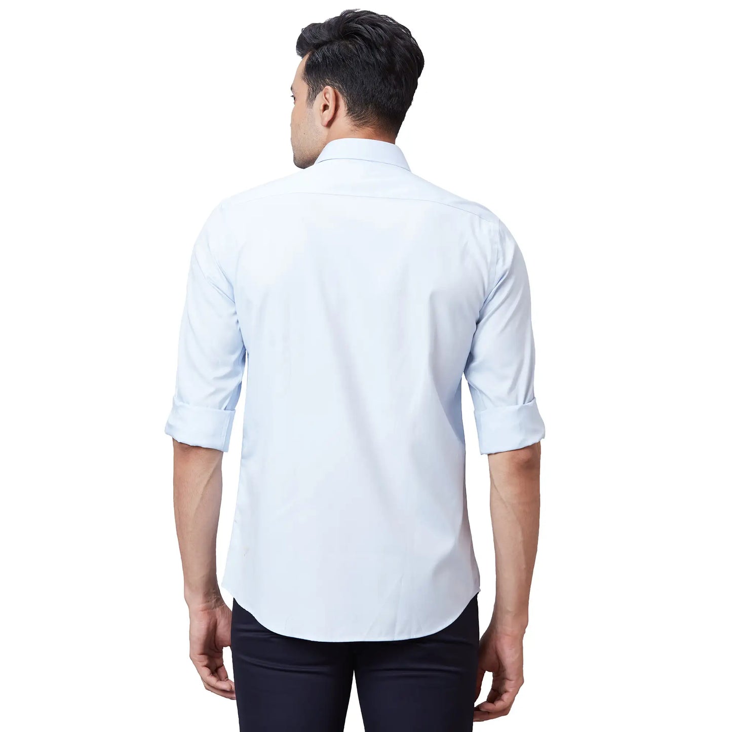 Men Black Tailored Fit Solid Cotton Full Sleeves Shirts