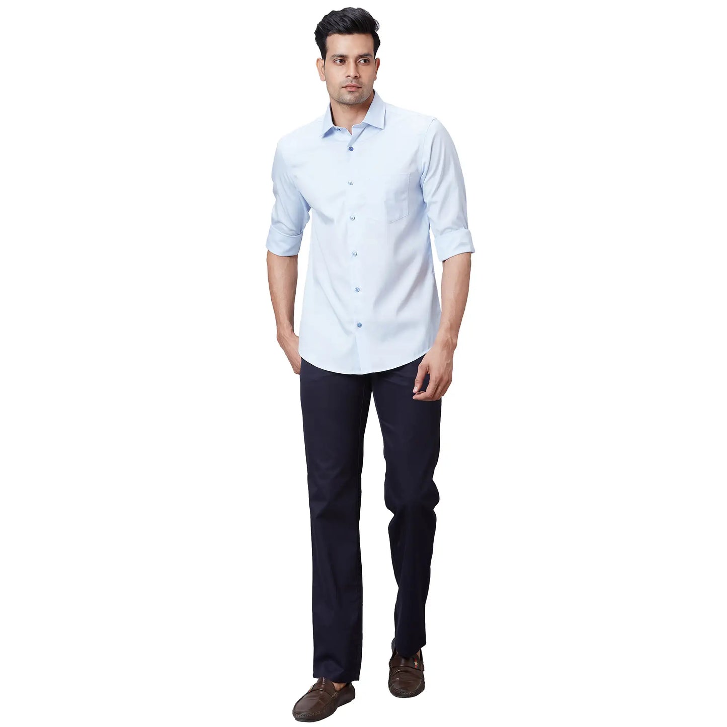 Men Black Tailored Fit Solid Cotton Full Sleeves Shirts