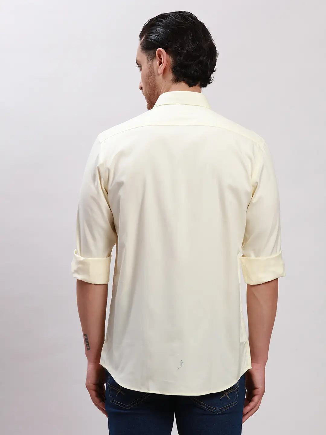 Men Blue Tailored Fit Solid Cotton Full Sleeves Shirts
