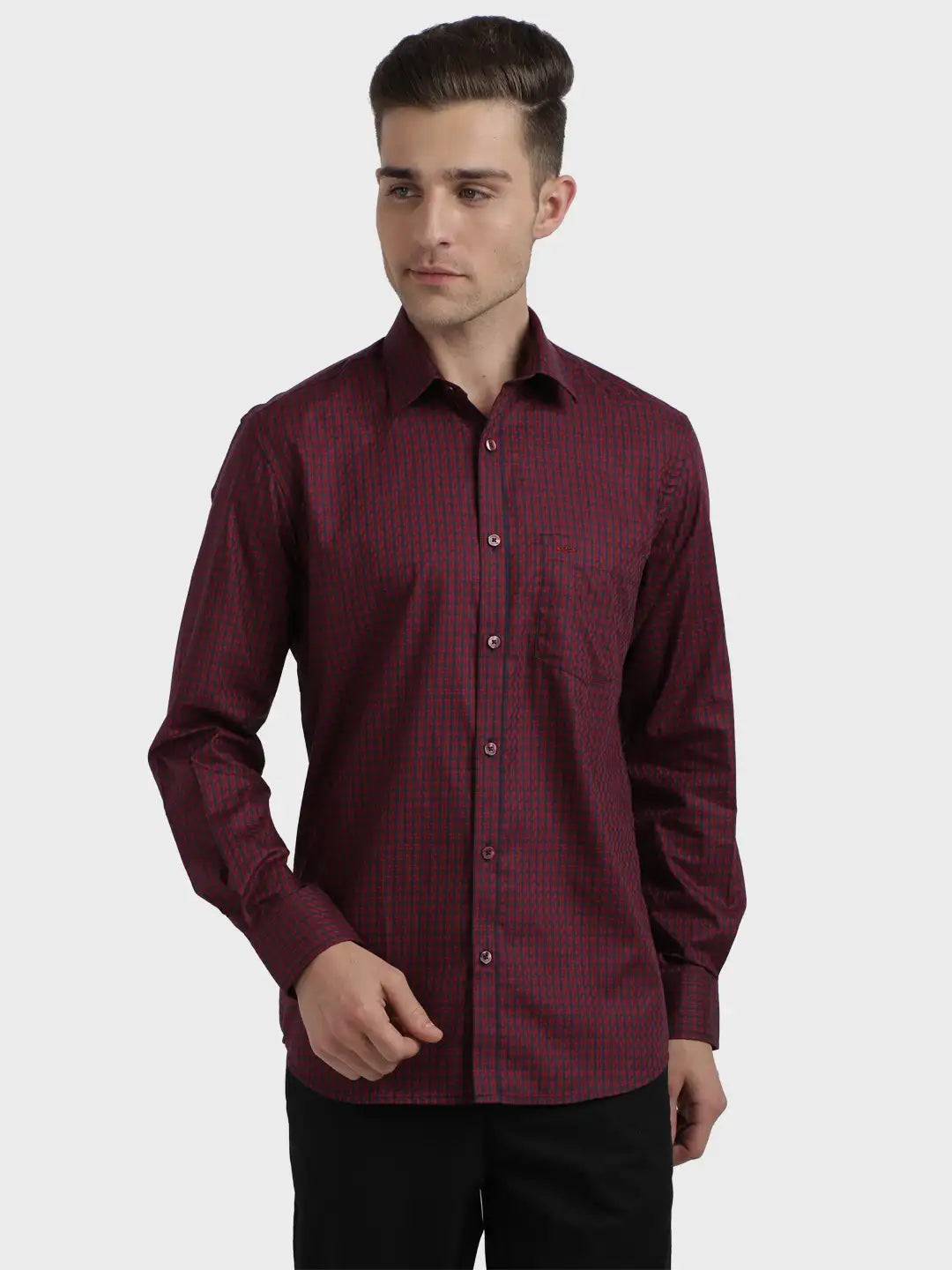 Men Red Tailored Fit Checks Cotton Full Sleeve Shirts – MyRaymond