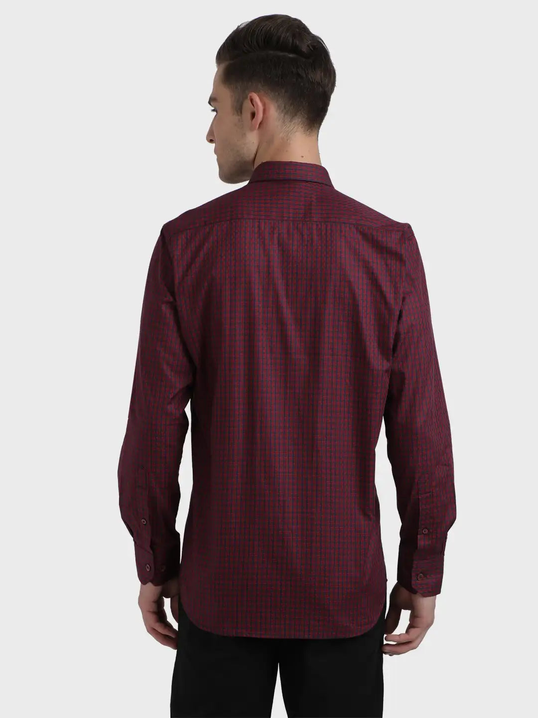 Men Red Tailored Fit Checks Cotton Full Sleeve Shirts – MyRaymond