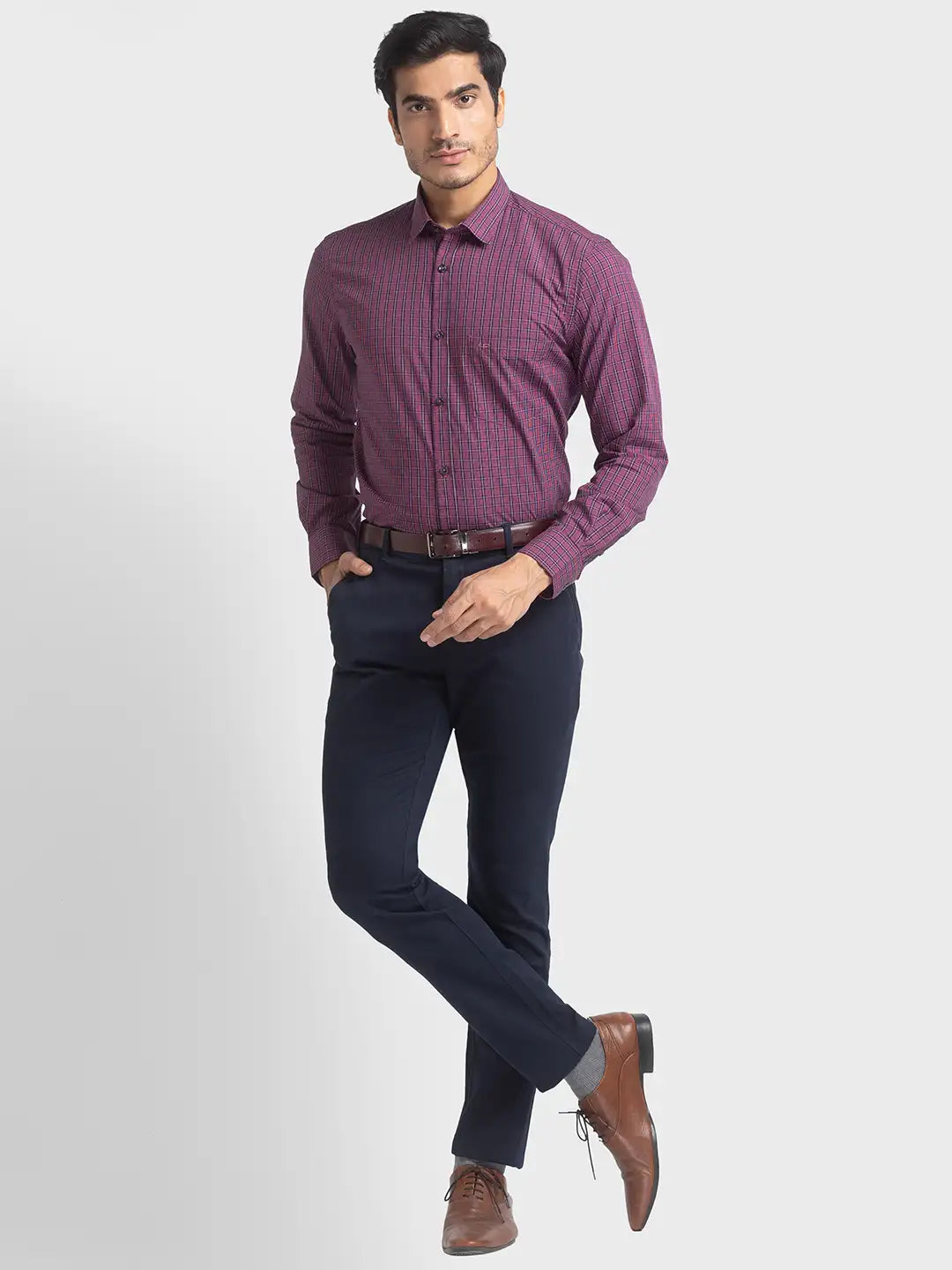 Men Tailored Fit Medium Fawn Shirt