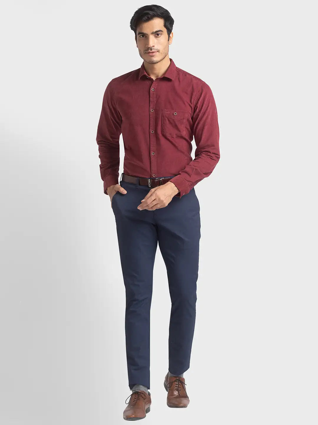 Men Tailored Fit Medium Blue Shirt