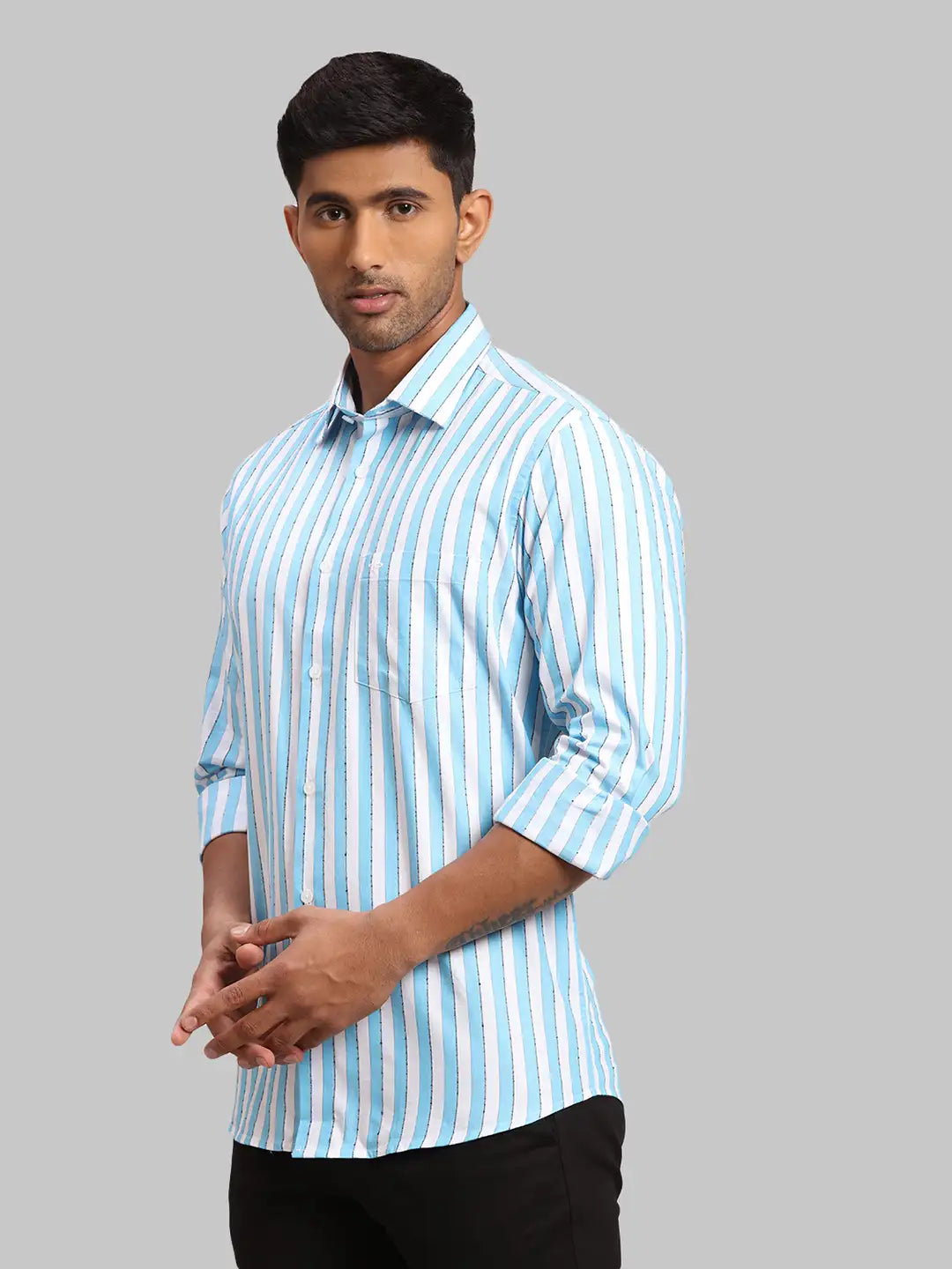 Men Tailored Fit Medium Green Shirt