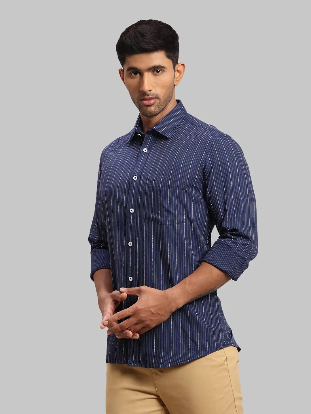 Men Tailored Fit Medium Blue Shirt