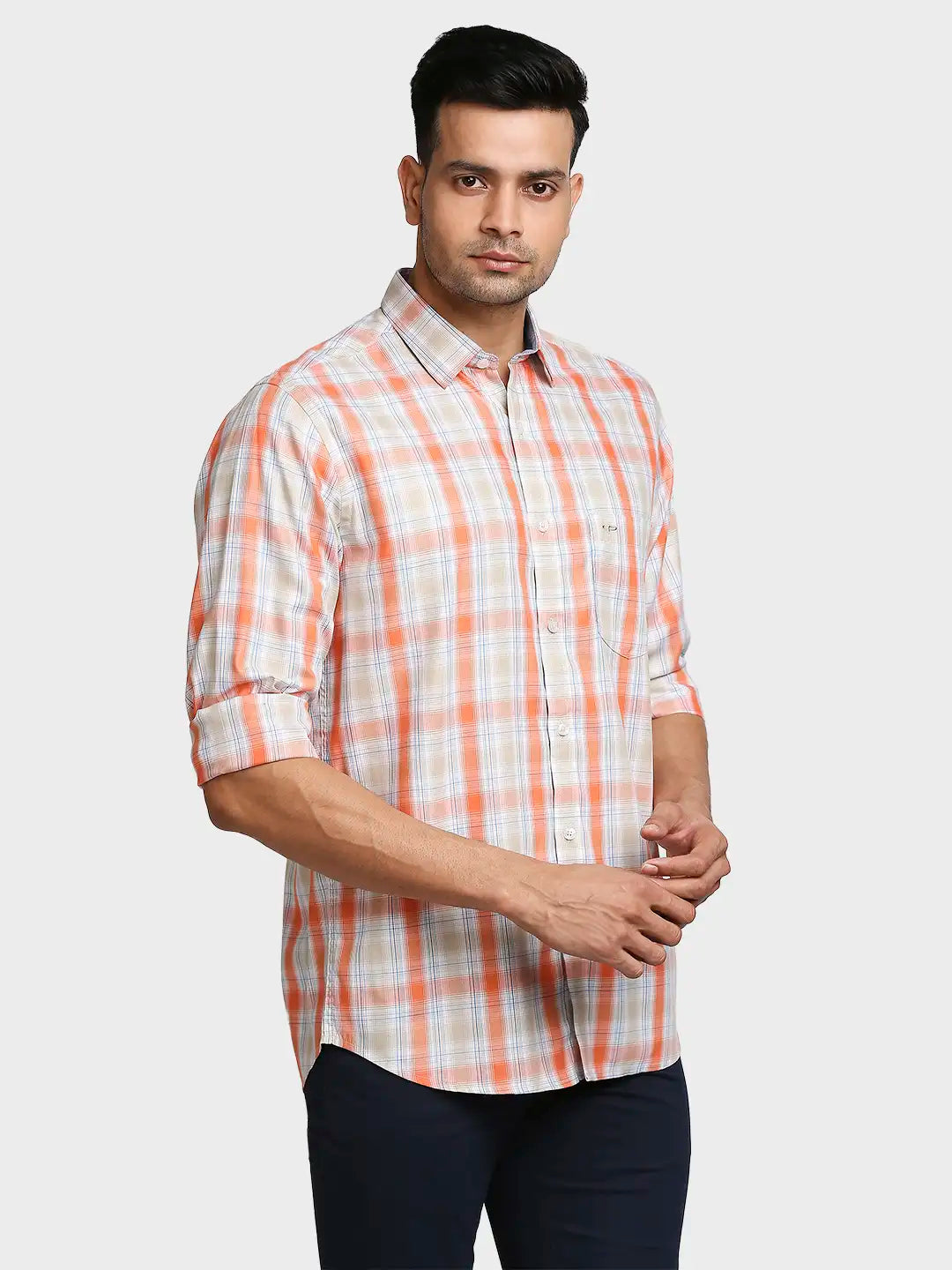 Men Tailored Fit Medium Green Shirt