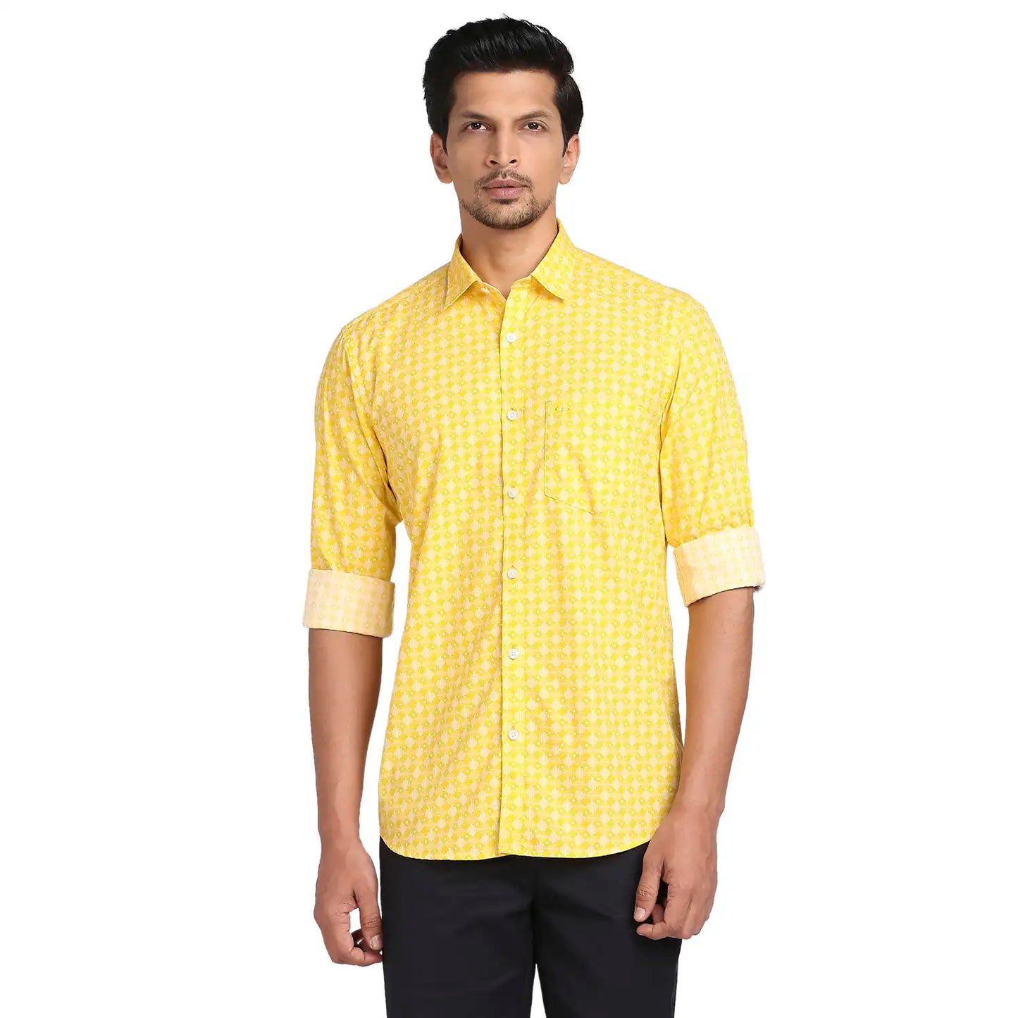 Men Tailored Fit Medium Green Shirt