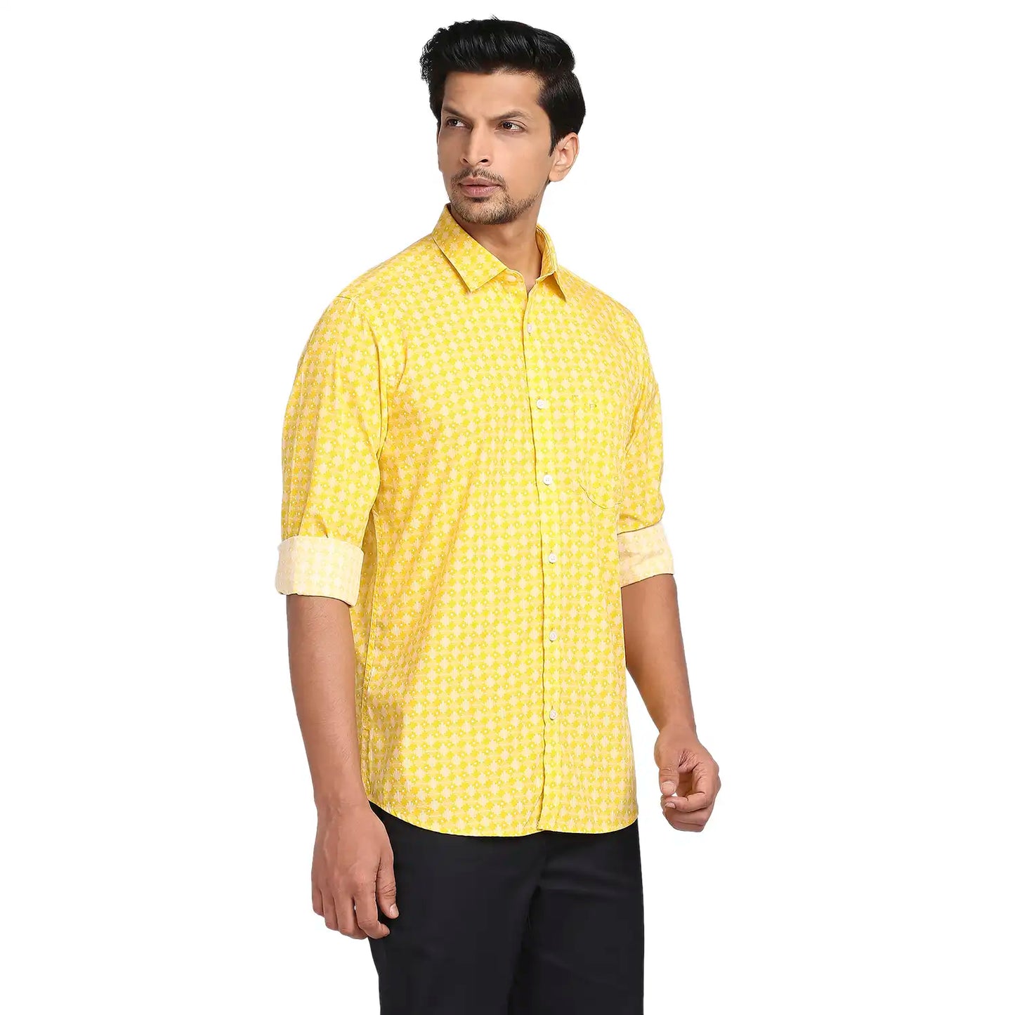 Men Tailored Fit Medium Green Shirt