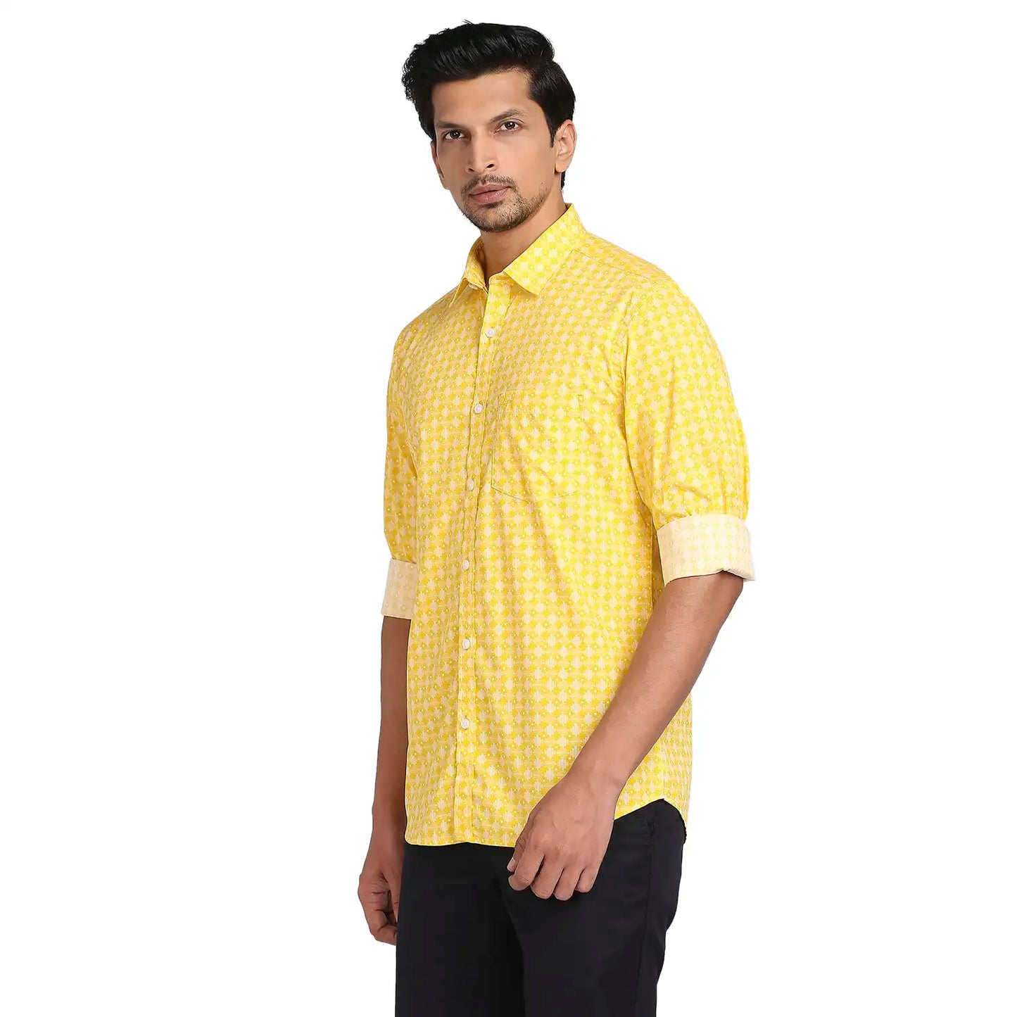 Men Tailored Fit Medium Green Shirt