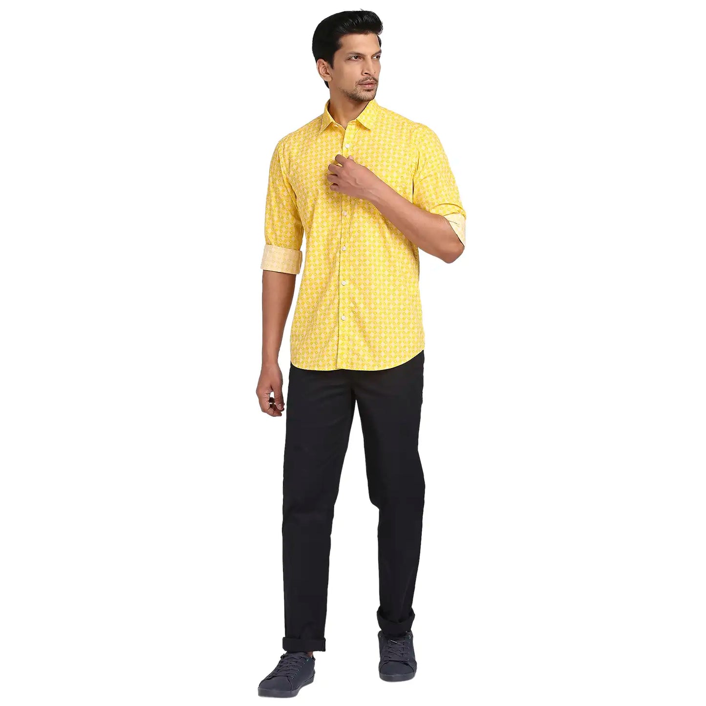 Men Tailored Fit Medium Green Shirt