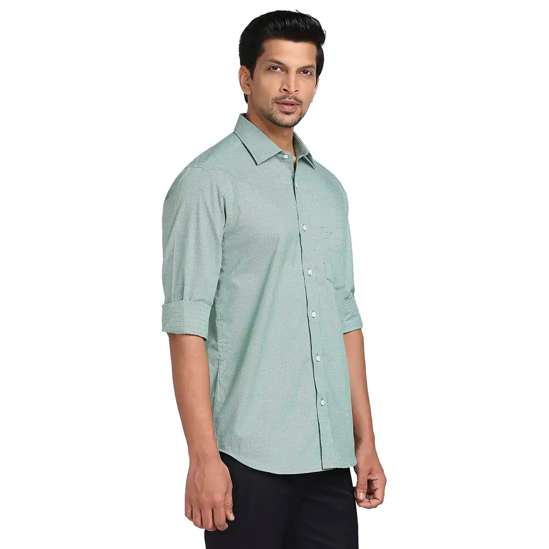 Millennial Men Grey & Green Cotton Full Sleeve Shirt For Men-Mmf0285