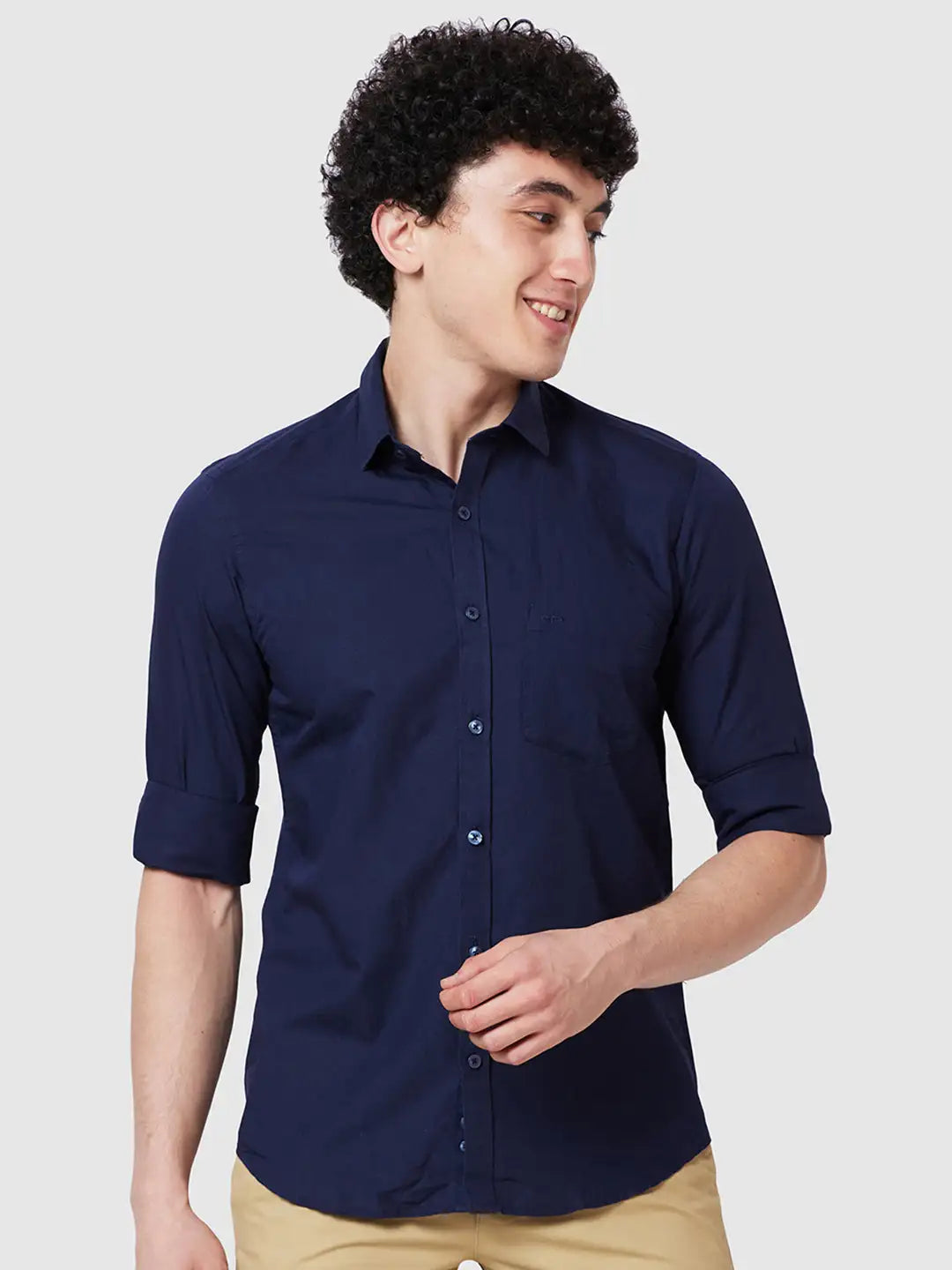 Men Tailored Fit Yellow Shirt