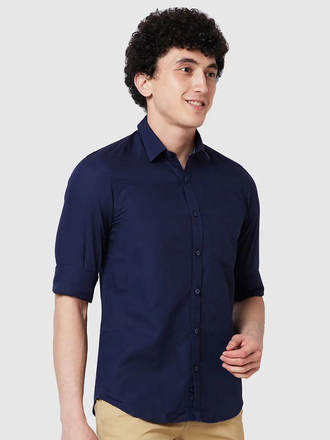 Men Tailored Fit Yellow Shirt