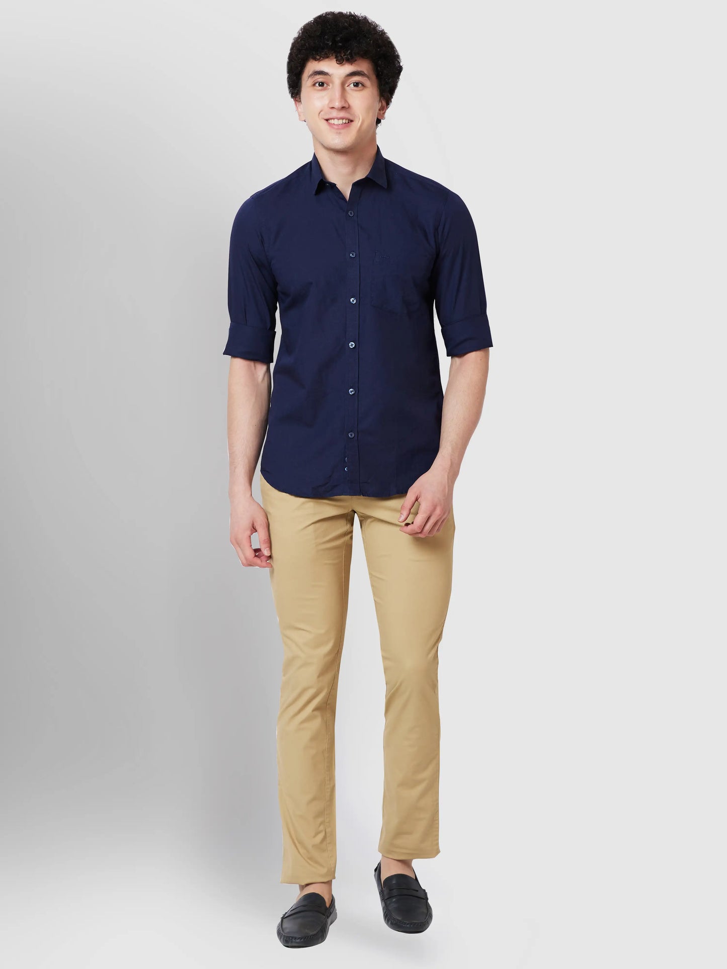 Men Tailored Fit Yellow Shirt