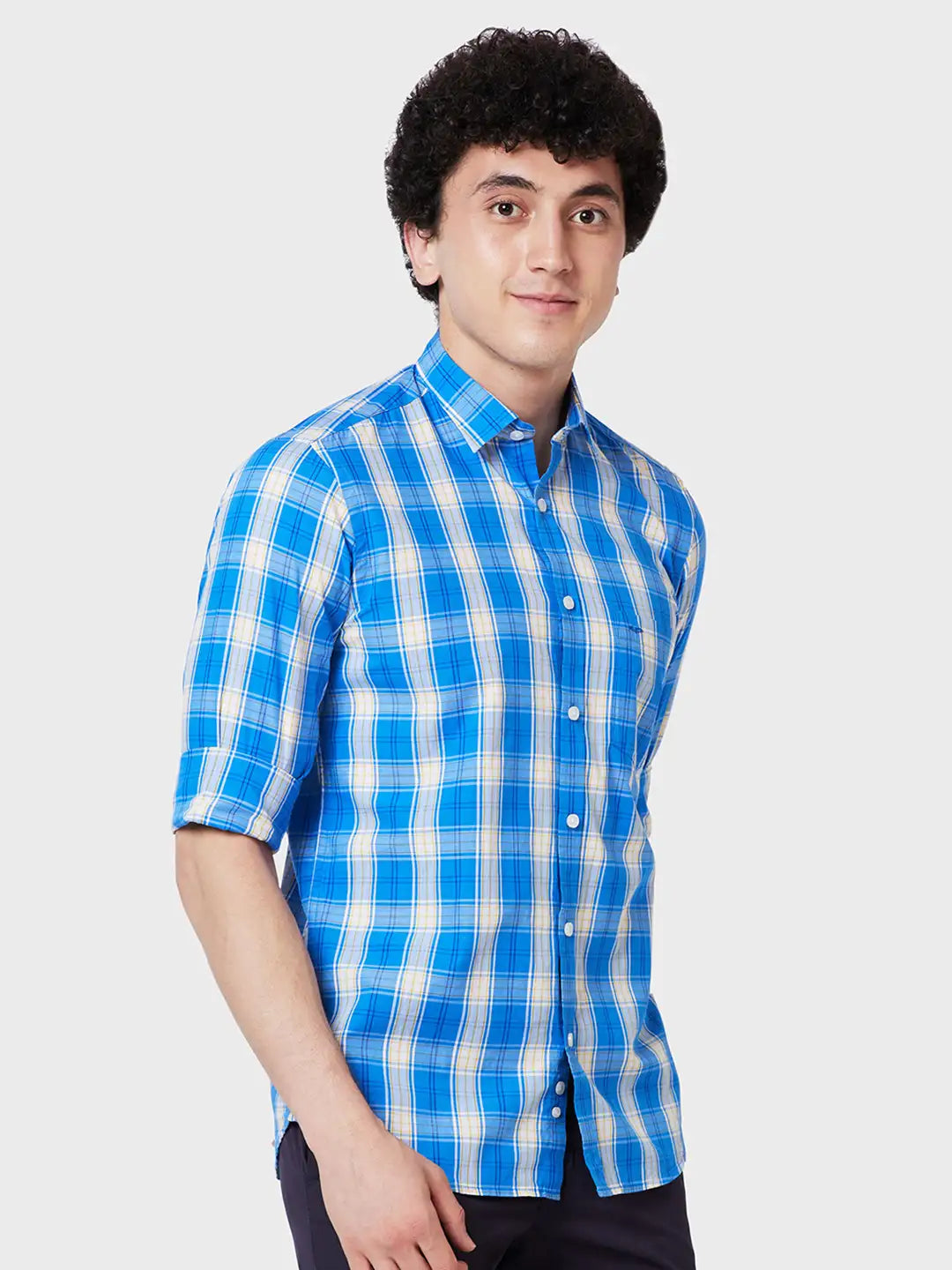 Men Tailored Fit Yellow Shirt