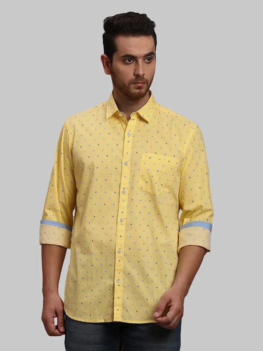 Men Tailored Fit Yellow Shirt
