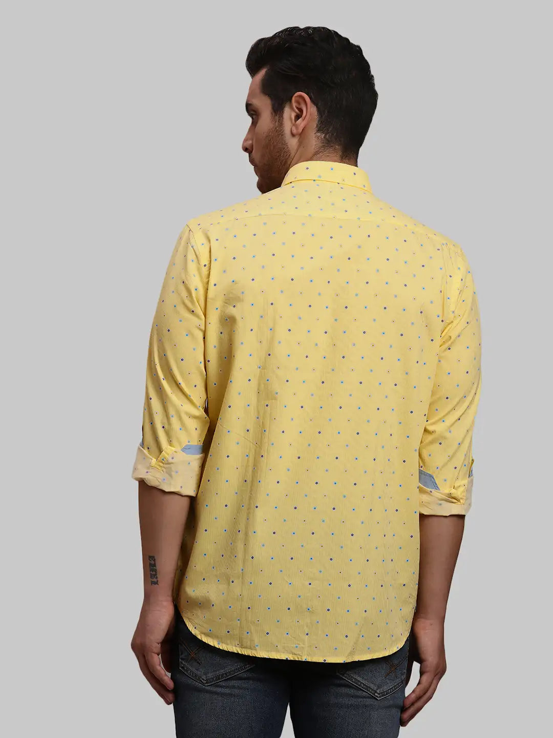 Men Tailored Fit Yellow Shirt