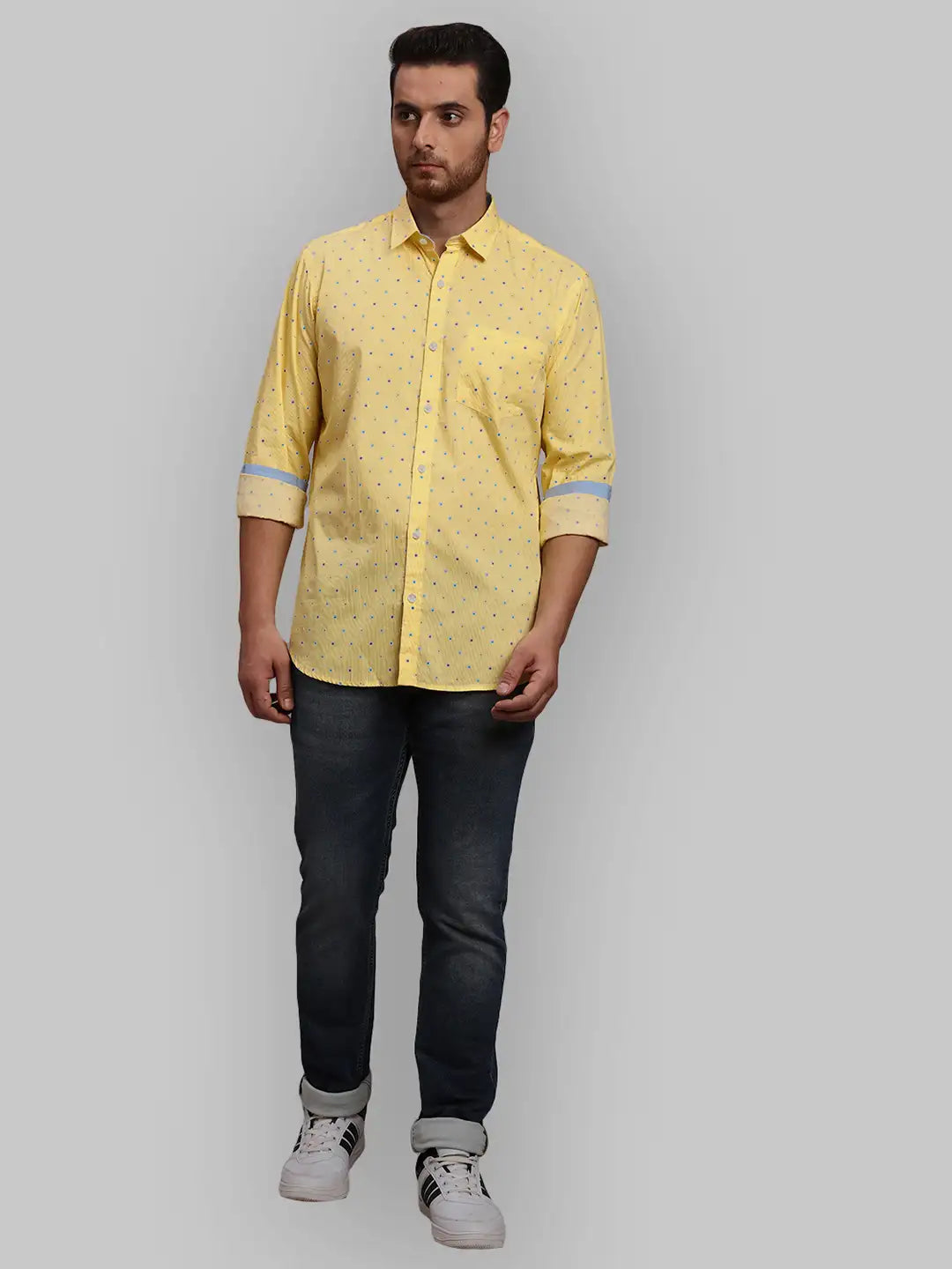 Men Tailored Fit Yellow Shirt