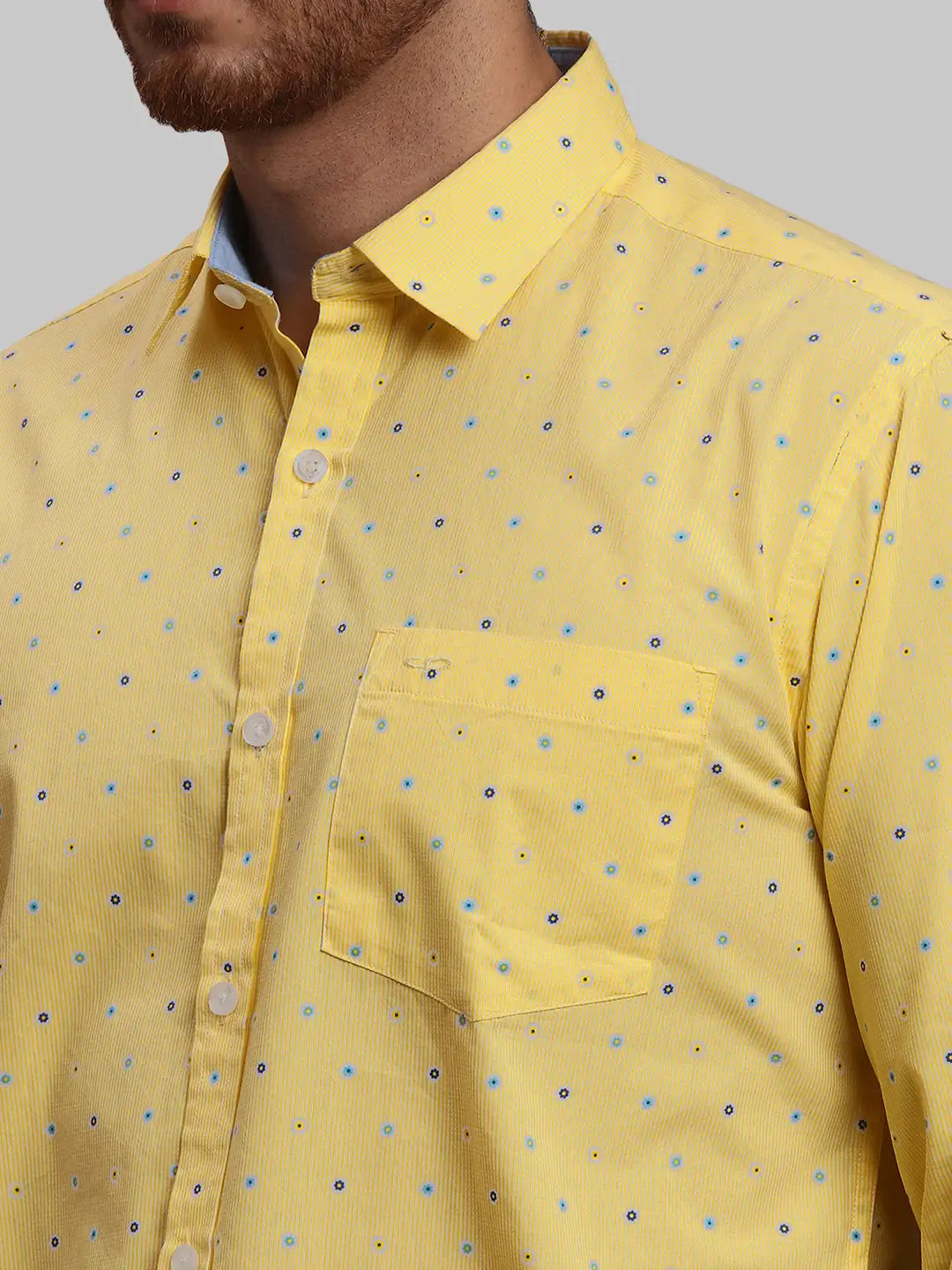 Men Tailored Fit Yellow Shirt