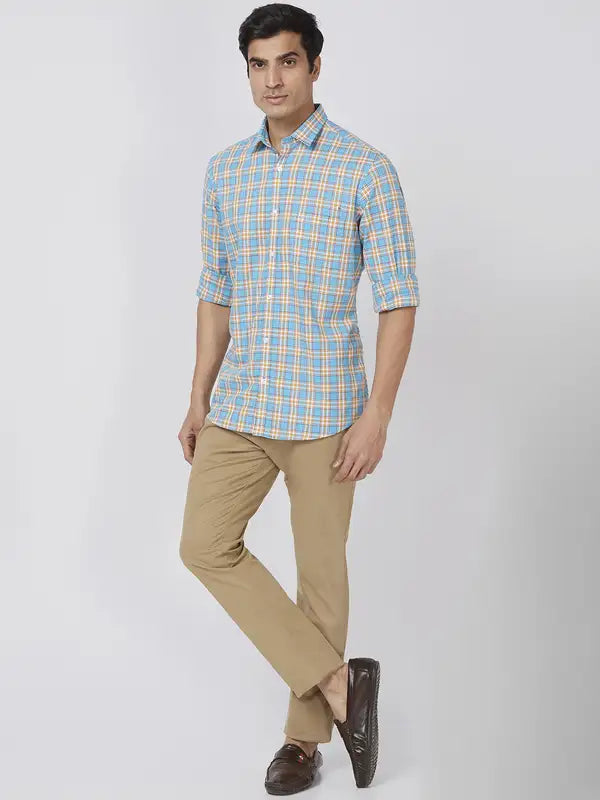 Men Tailored Fit Yellow Shirt