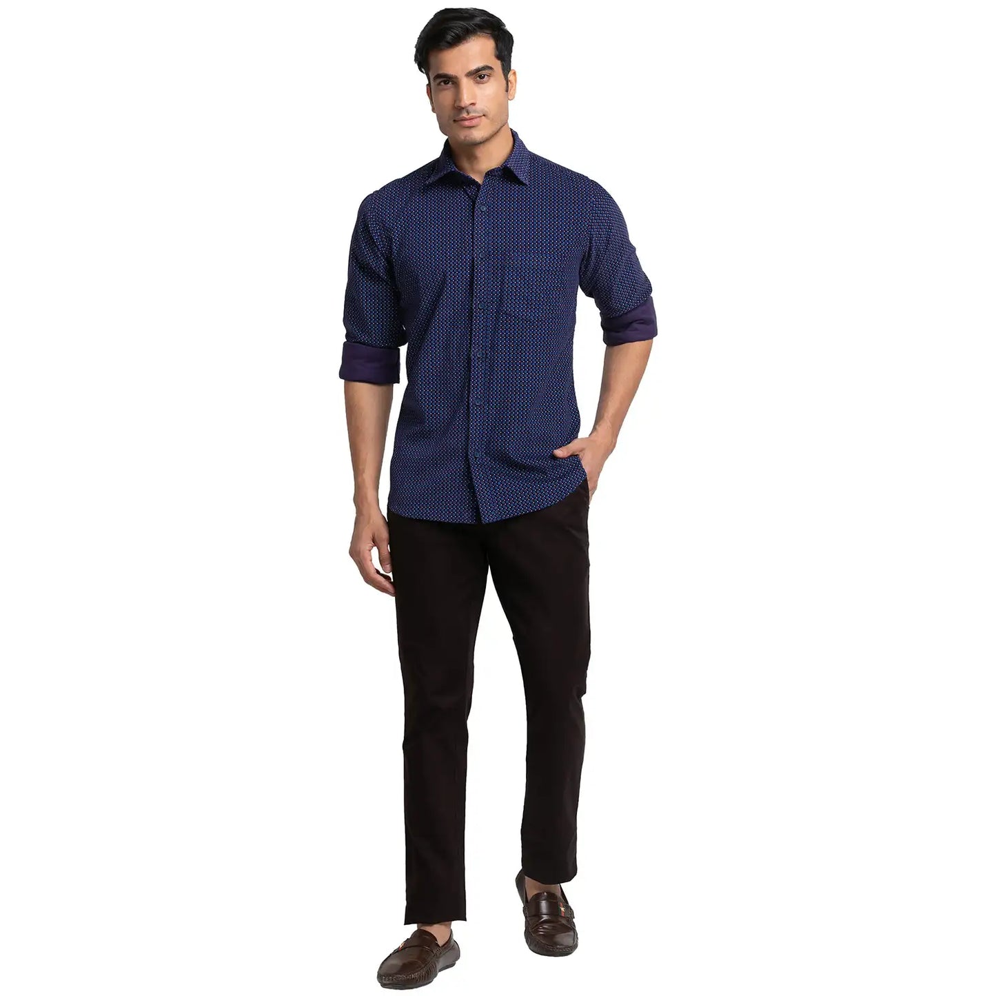 Men Tailored Fit Blue Shirt