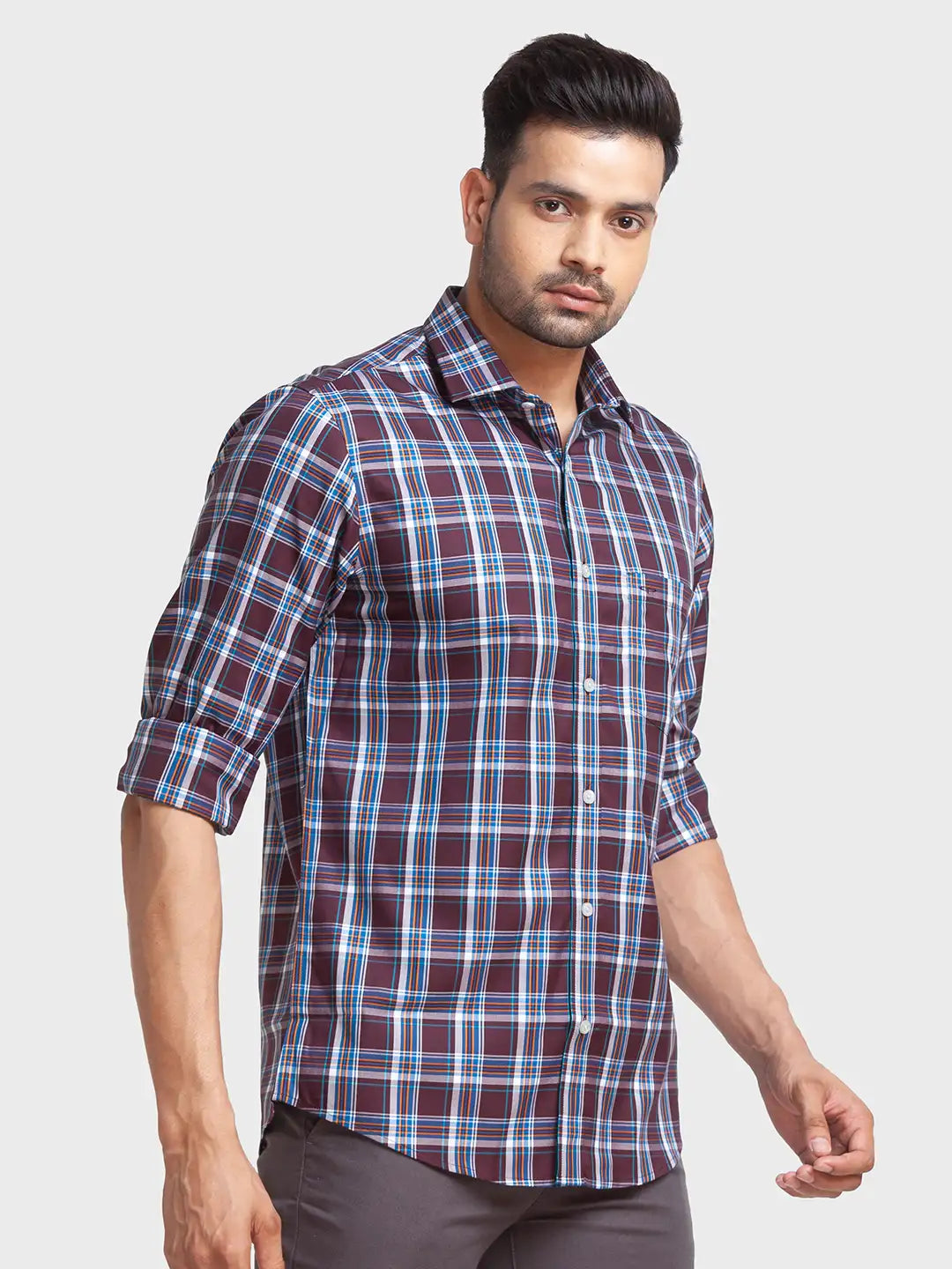 Men Tailored Fit Grey Shirt