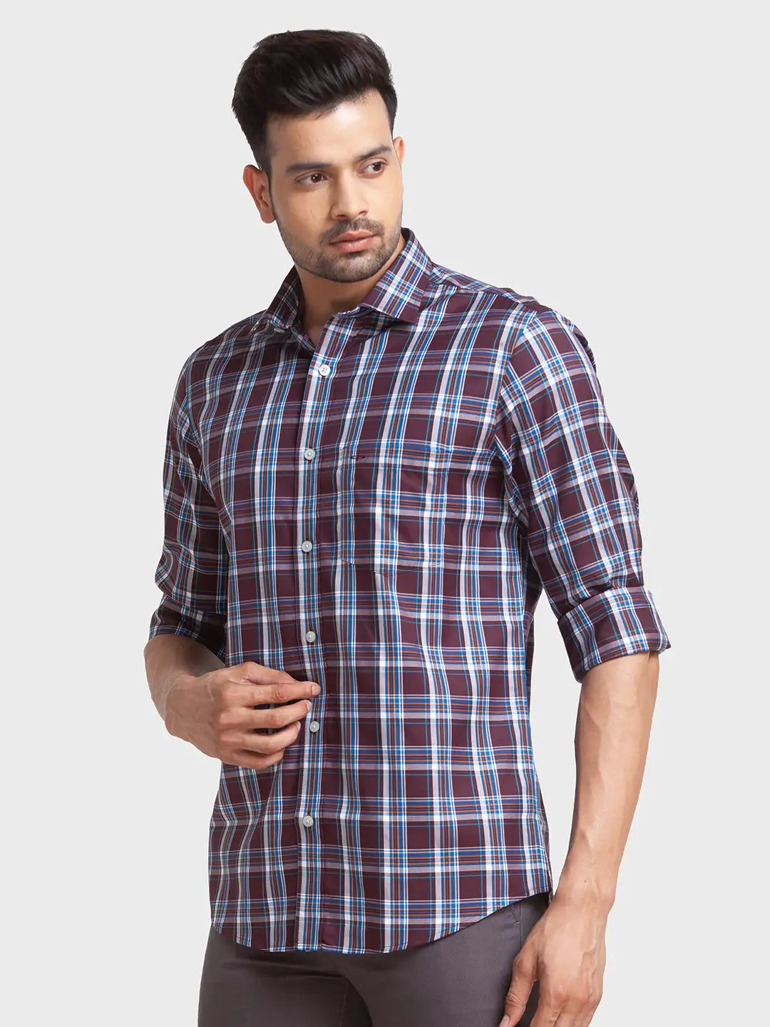 Men Tailored Fit Grey Shirt