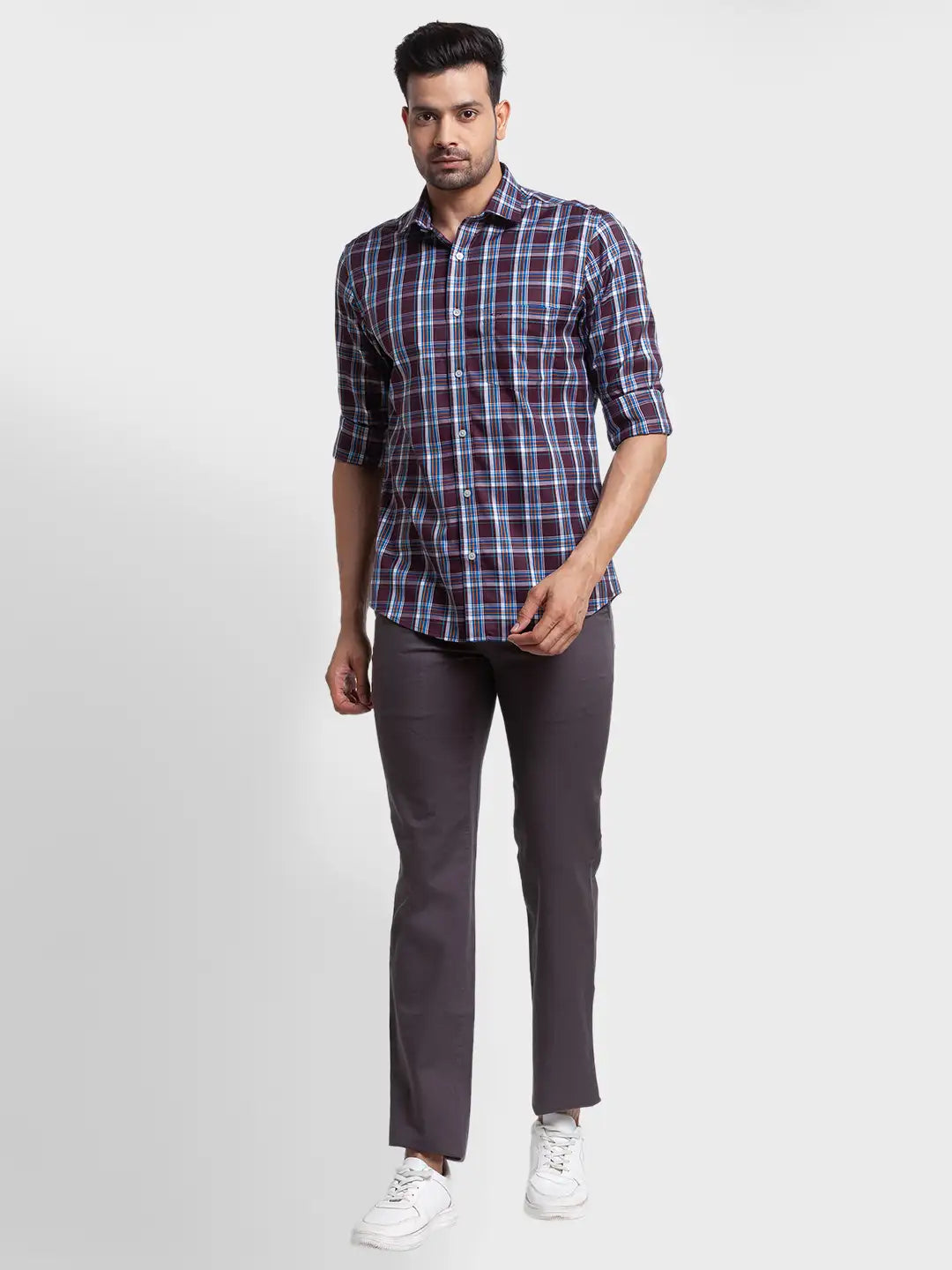 Men Tailored Fit Grey Shirt
