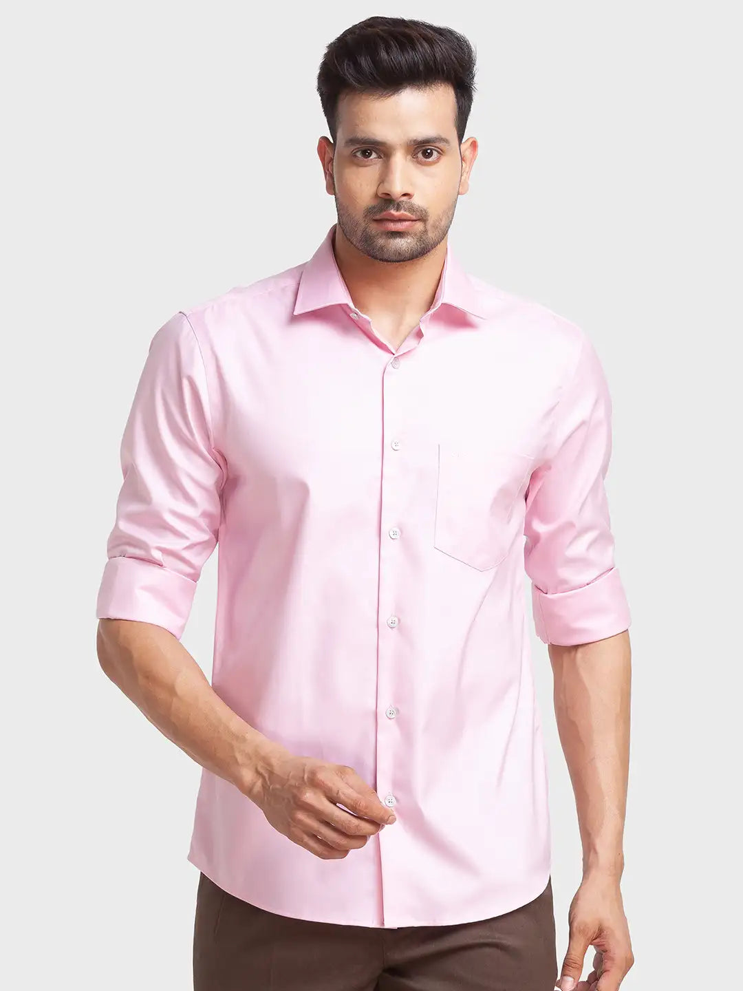 Men Tailored Fit Yellow Shirt