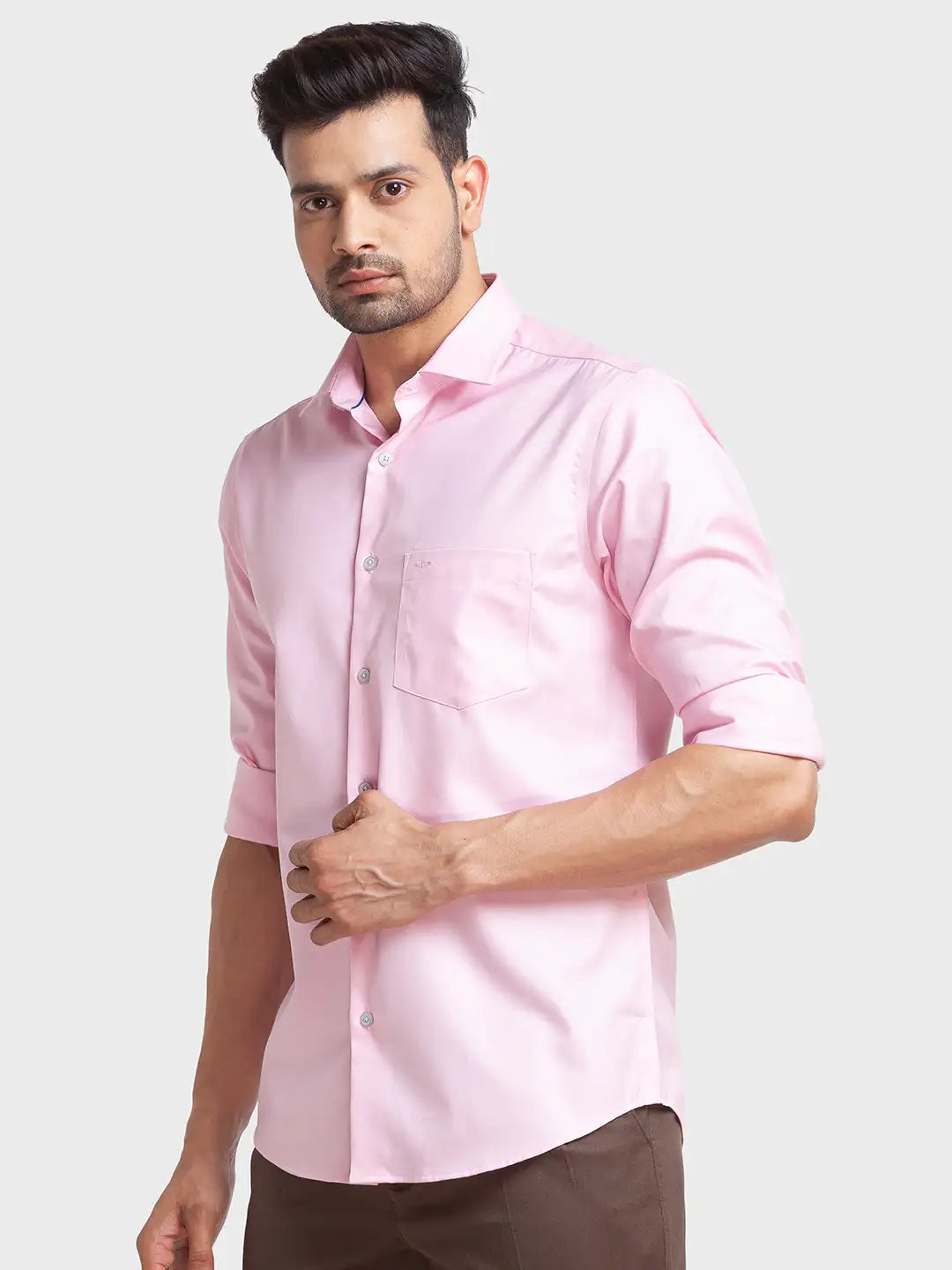 Men Tailored Fit Yellow Shirt