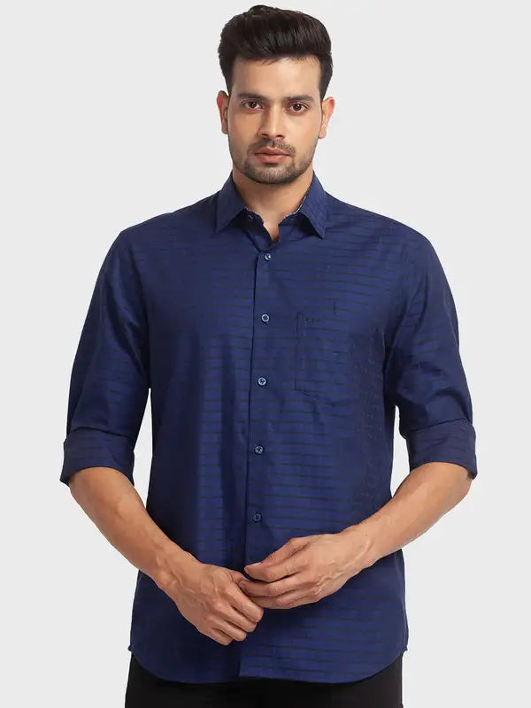 Men Tailored Fit Blue Shirt