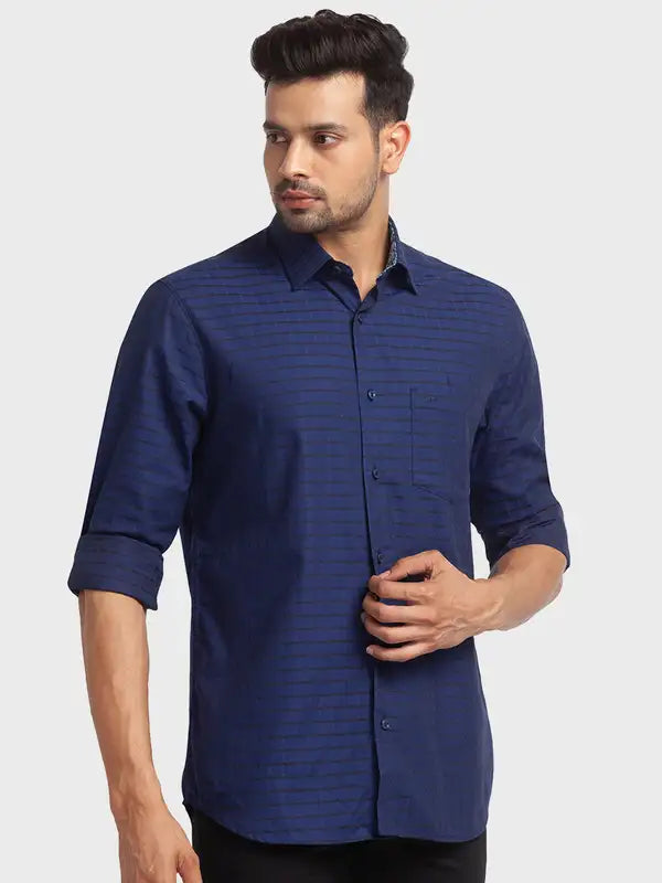 Men Tailored Fit Blue Shirt