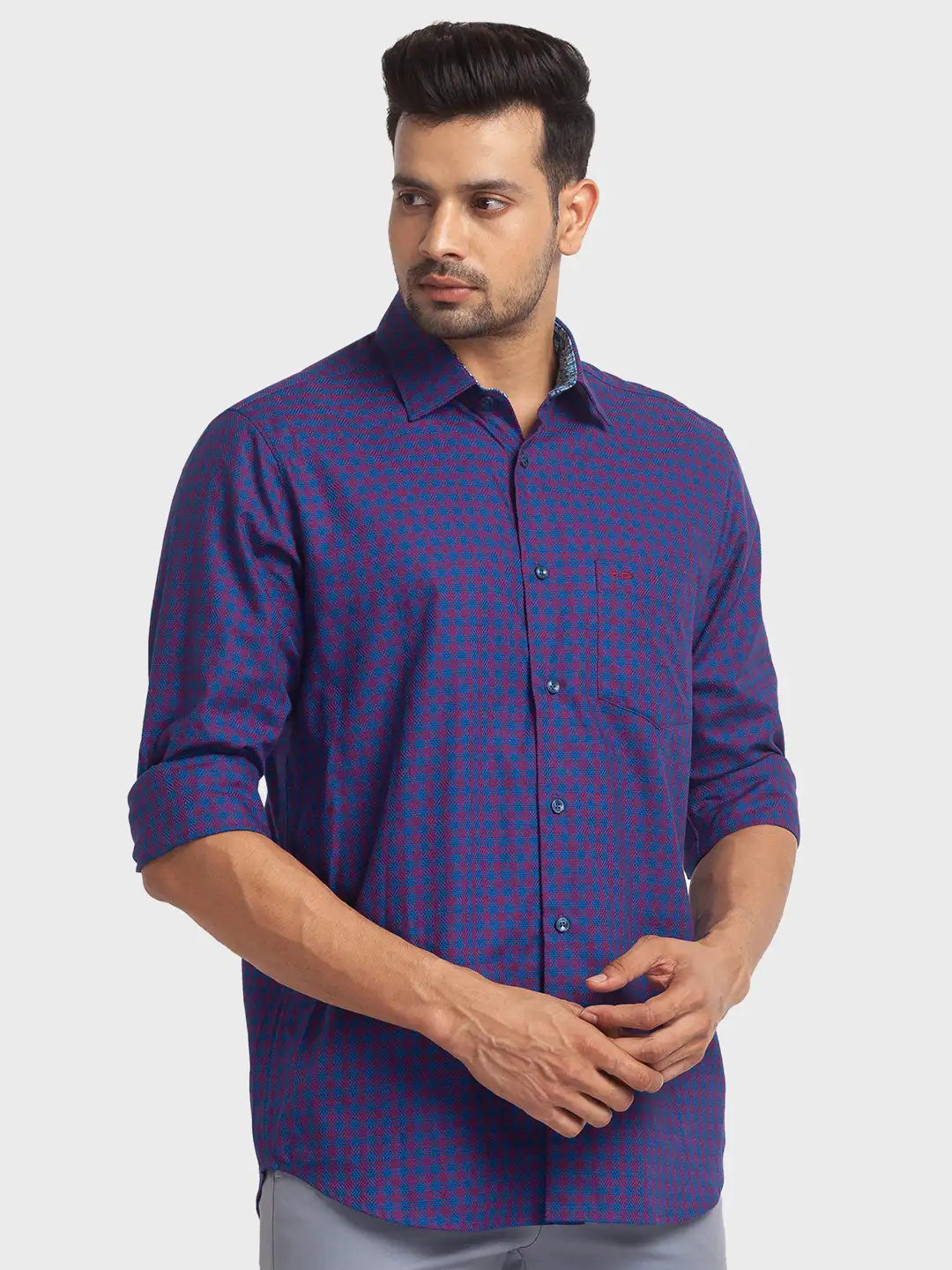 Men Tailored Fit Blue Shirt