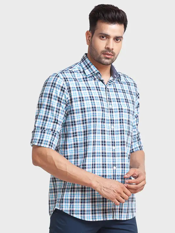 Men Regular Fit Blue Shirt