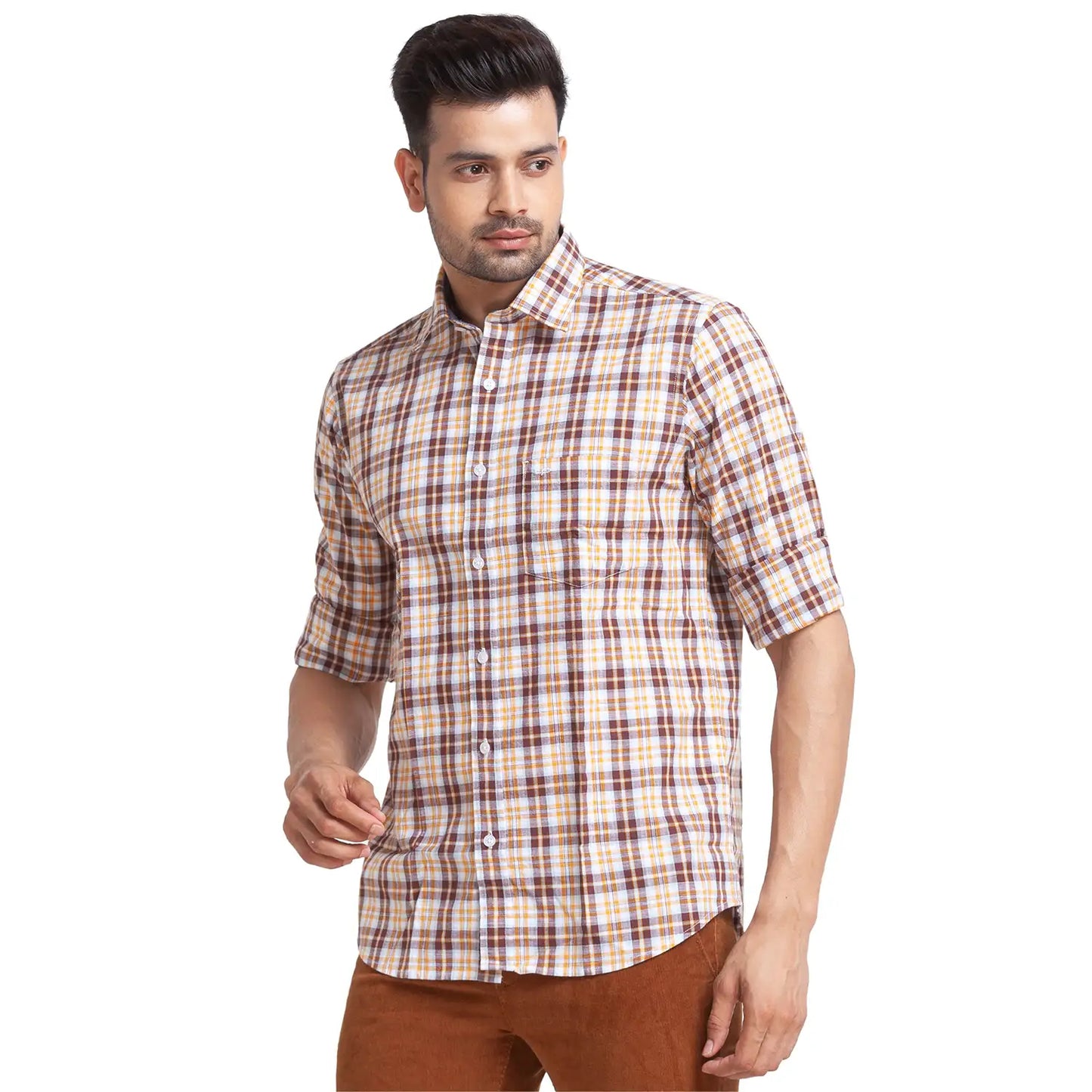 Men Tailored Fit Medium Red Shirt