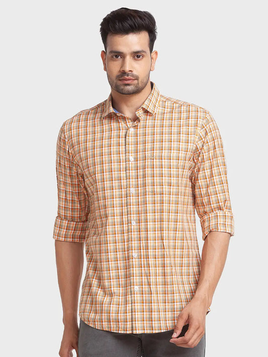 Men Tailored Fit Orange Shirt