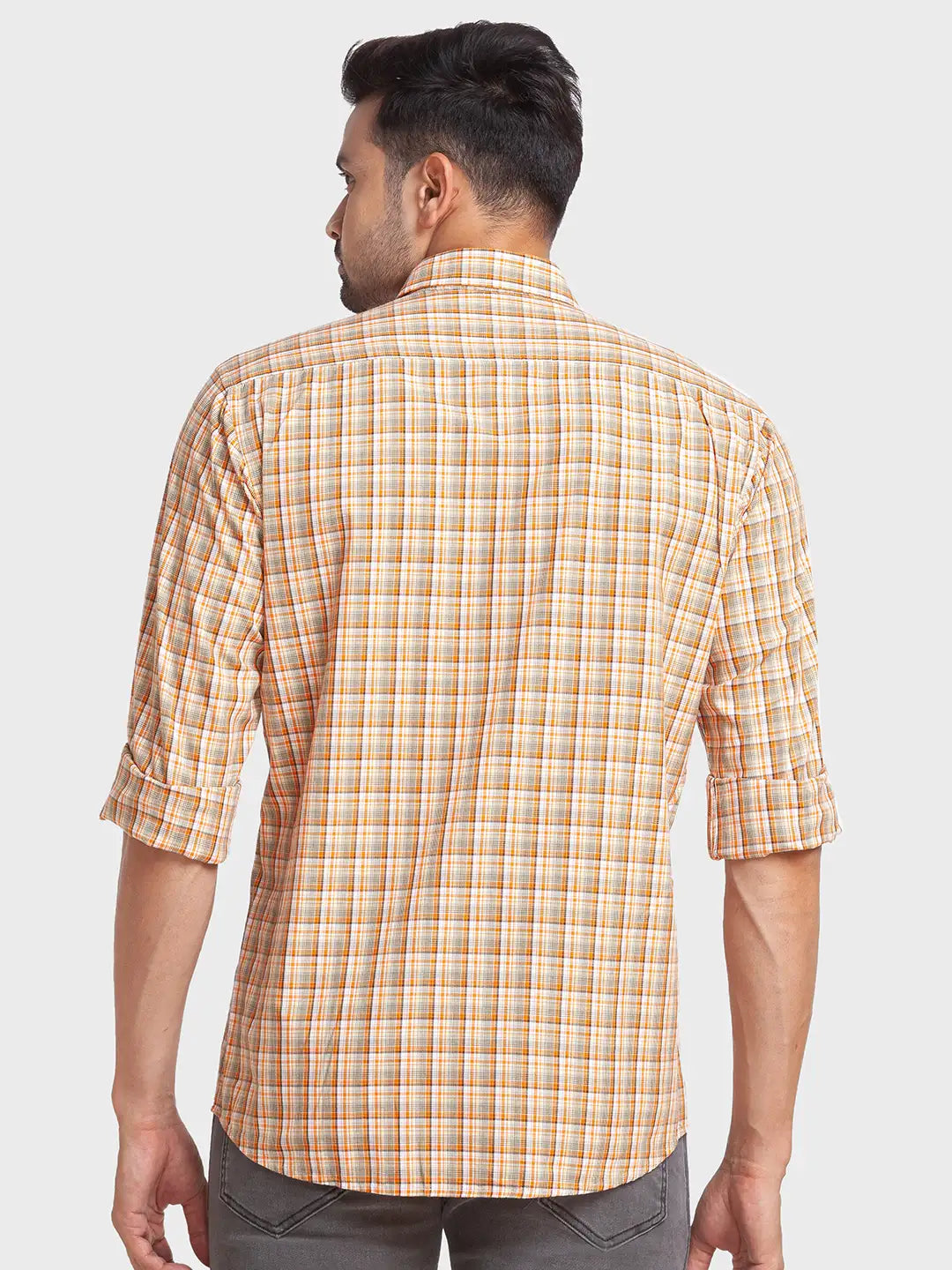 Men Tailored Fit Orange Shirt