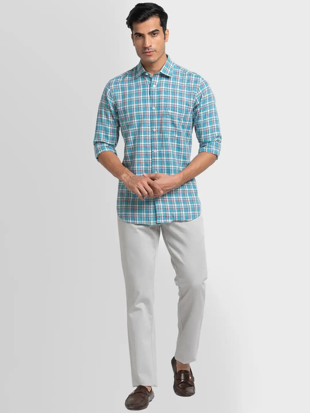 Men Tailored Fit Green Shirt