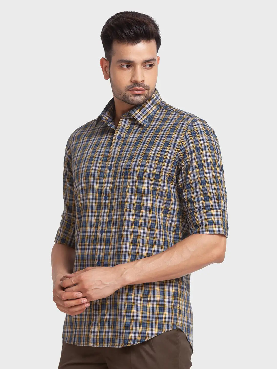 Men Tailored Fit Brown Shirt
