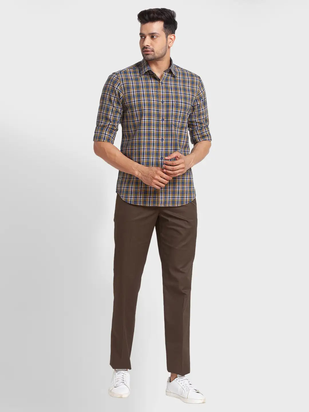 Men Tailored Fit Brown Shirt