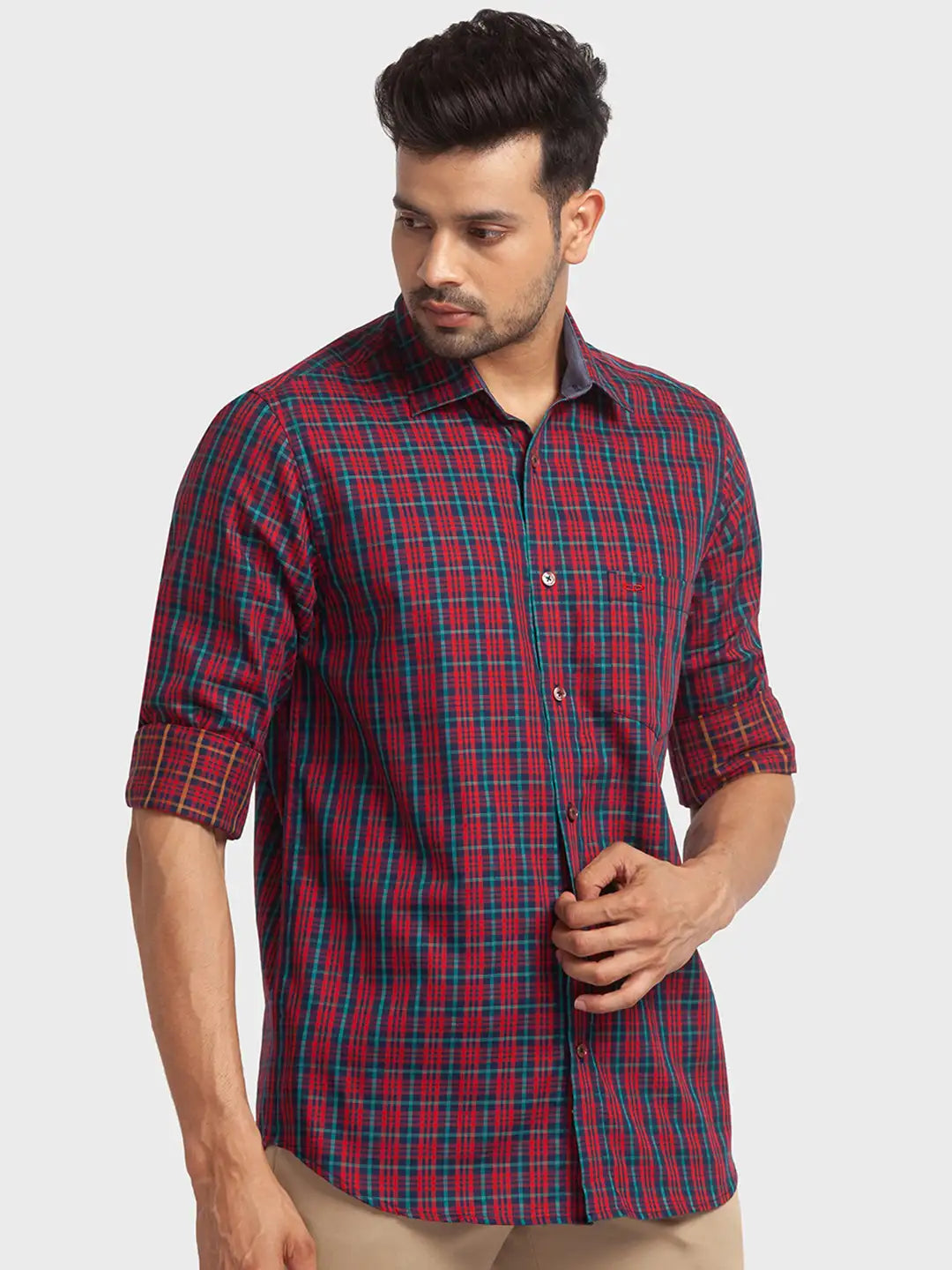 Men Tailored Fit Orange Shirt