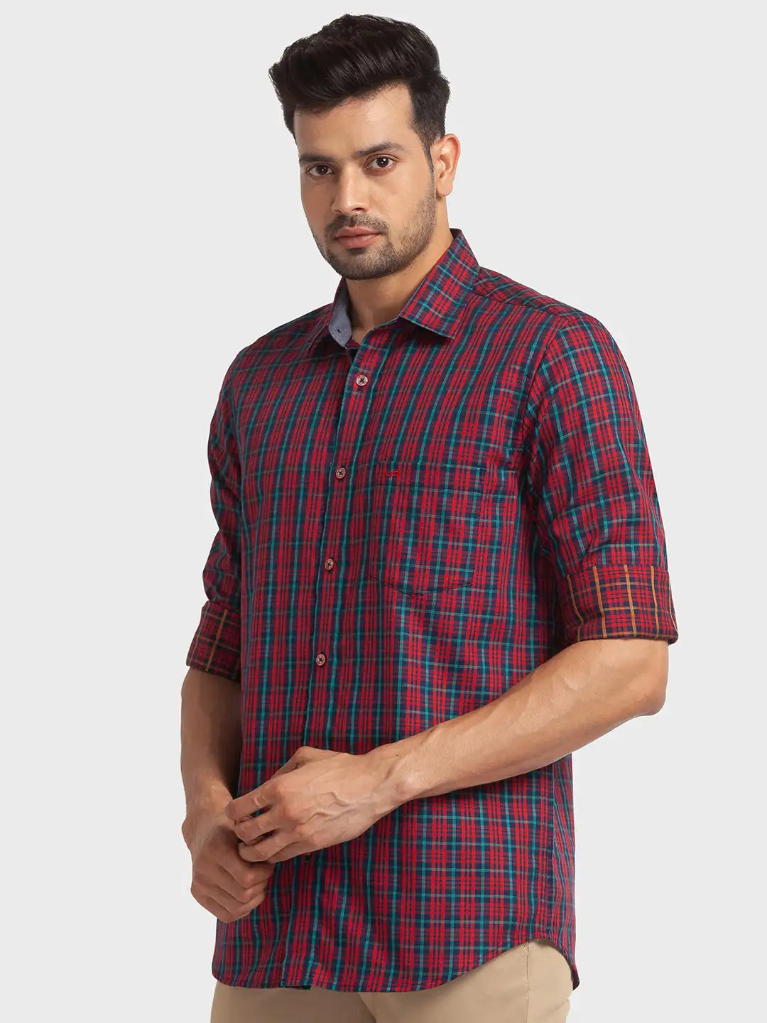 Men Tailored Fit Orange Shirt