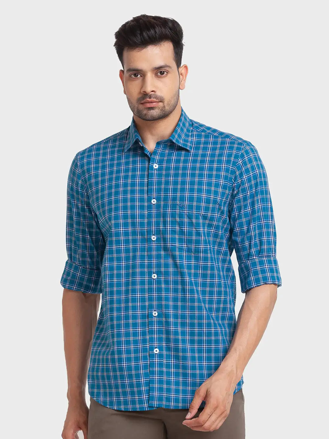 Men Tailored Fit Blue Shirt