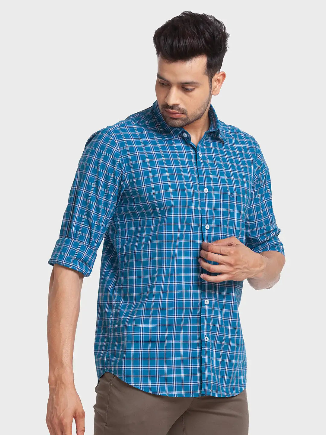 Men Tailored Fit Blue Shirt